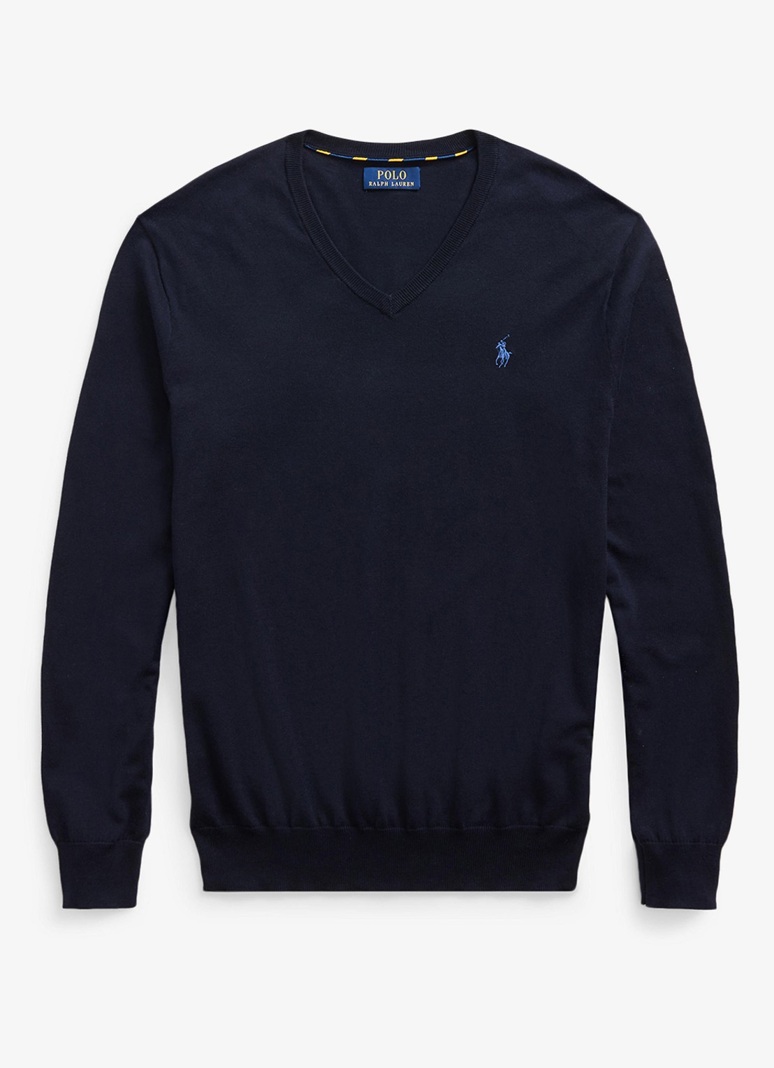 Ralph Lauren Slim fit pullover van Pima katoen - voorkant 3 hunter navy / donkerblauw