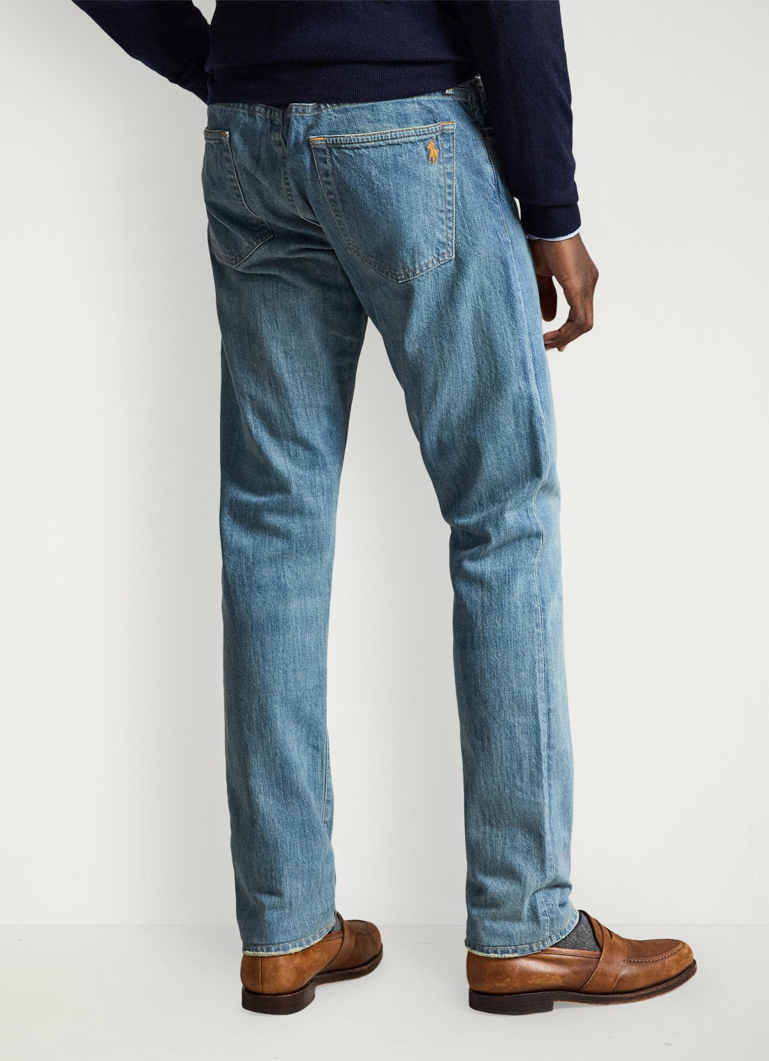 Ralph Lauren Slim leg jeans met lichte wassing - achterkant robinson / lichtblauw