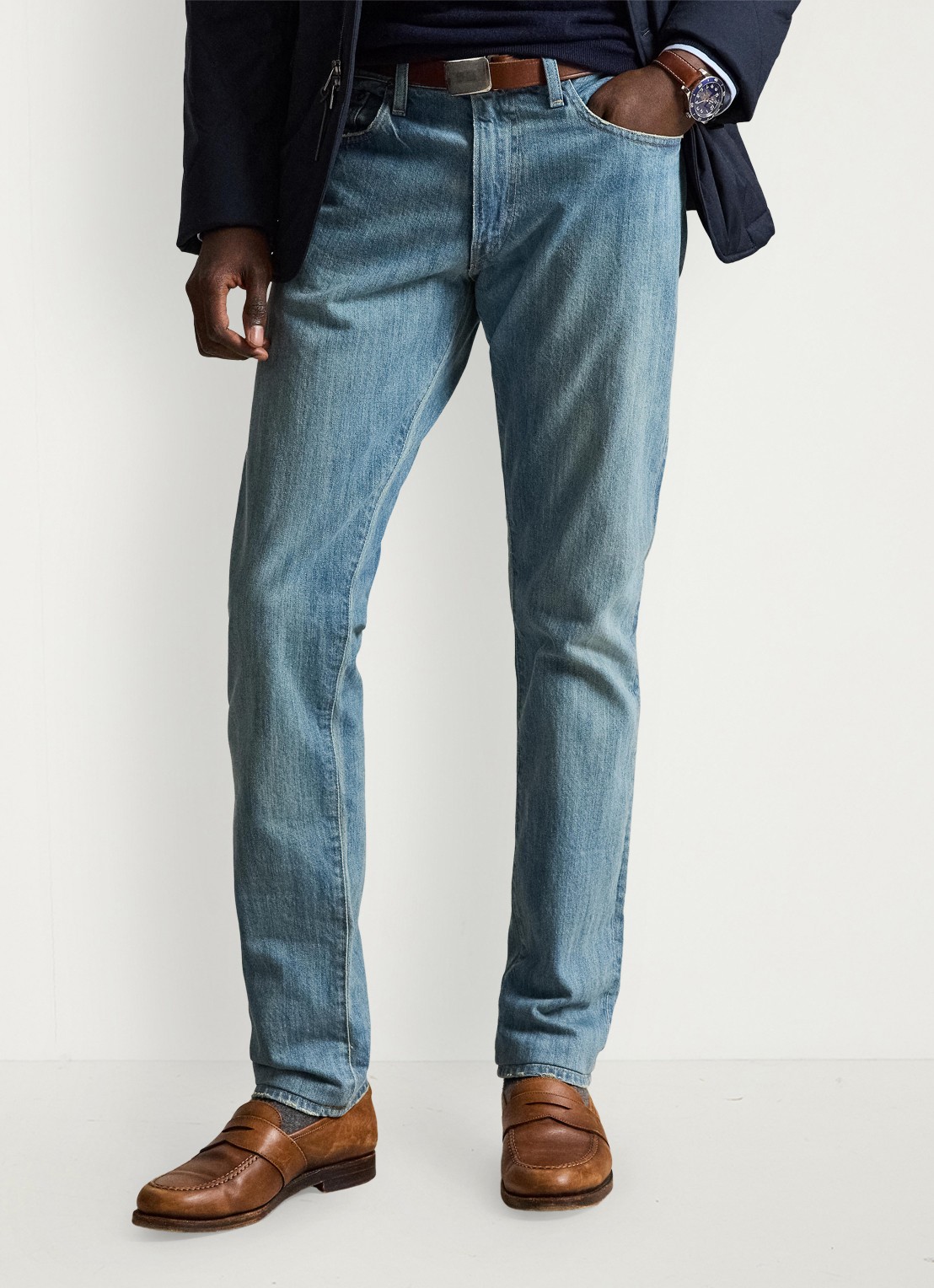 Ralph Lauren Slim leg jeans met lichte wassing - detail 4 robinson / lichtblauw