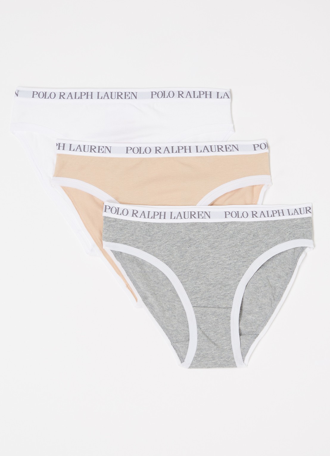 Ralph Lauren Slip met logoband in 3-pack - voorkant beige