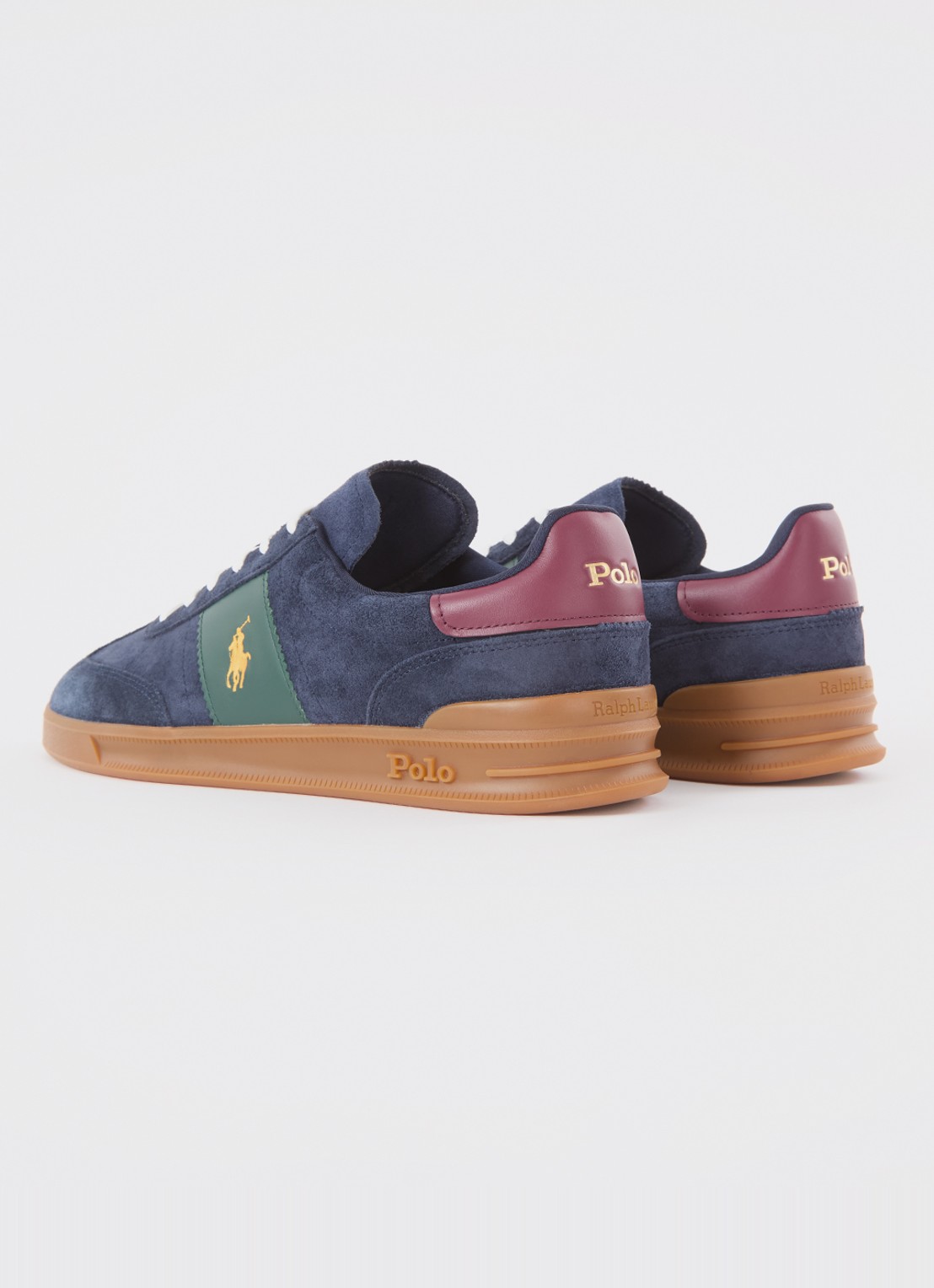 Ralph Lauren Sneaker van suède met logo - achterkant 2 donkerblauw