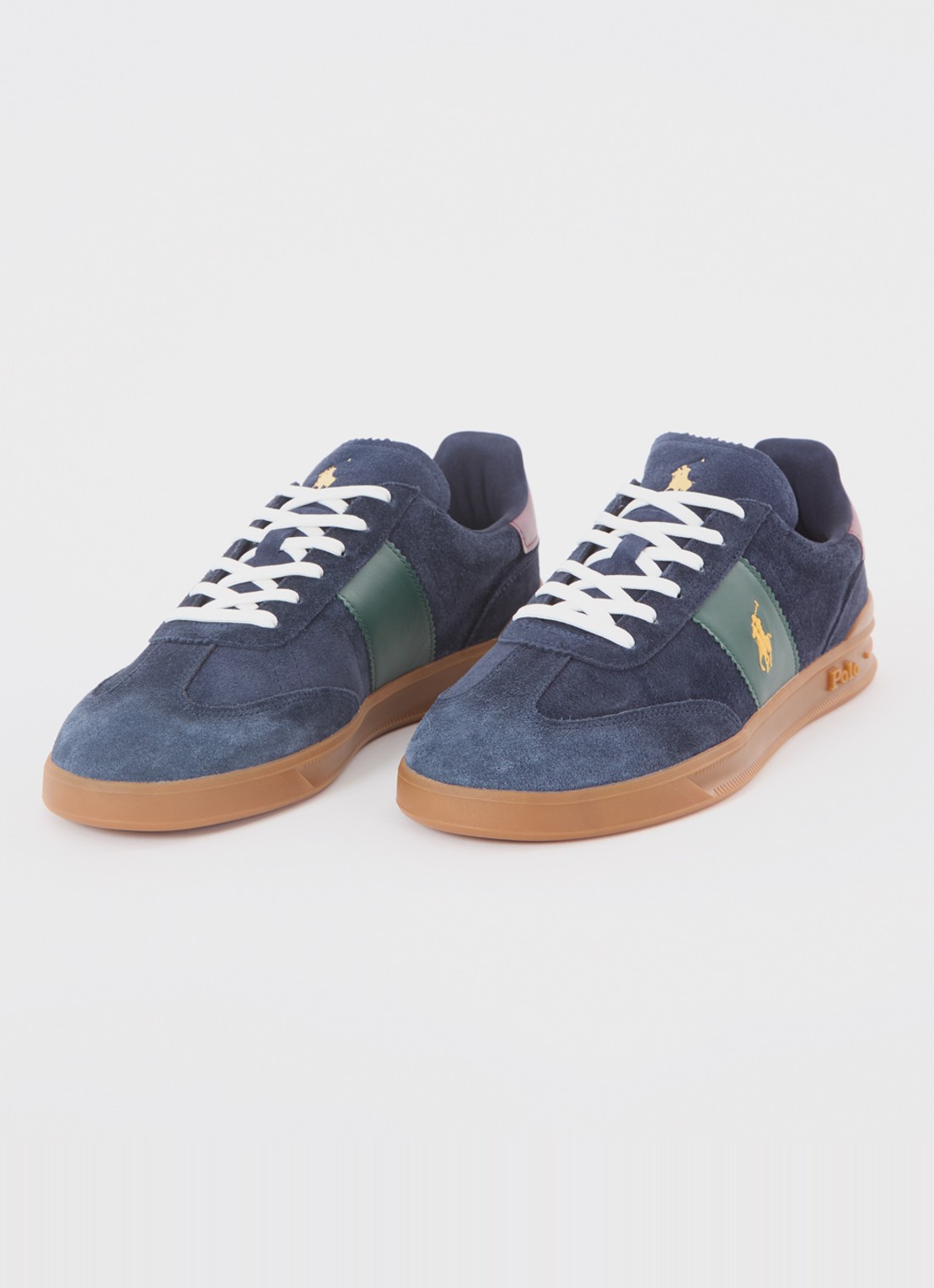 Ralph Lauren Sneaker van suède met logo - detail 3 donkerblauw