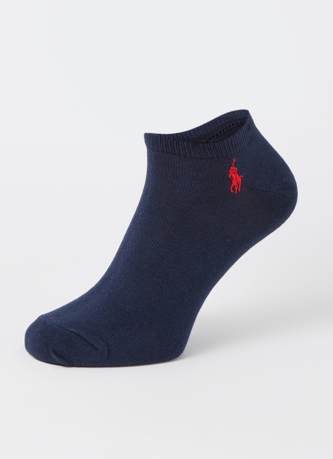 Ralph Lauren Sneakersokken met logoborduring in 3-pack - detail donkerblauw