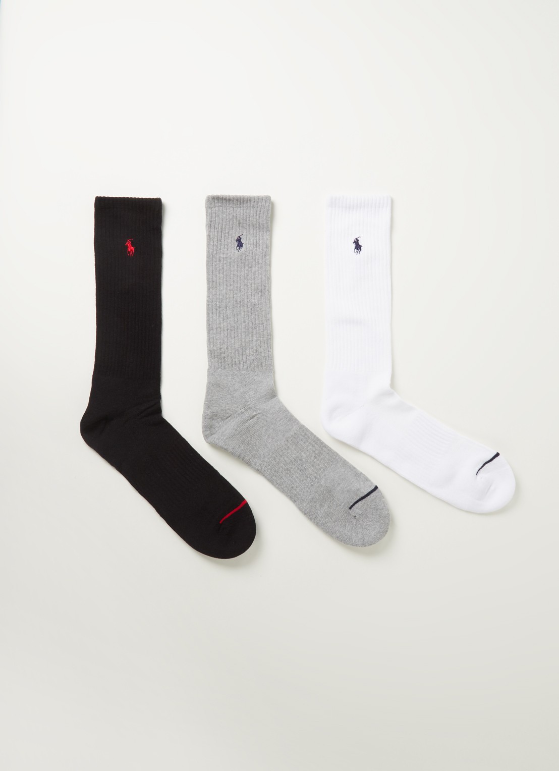 Ralph Lauren Sokken met logo in 3-pack - voorkant grijsmele