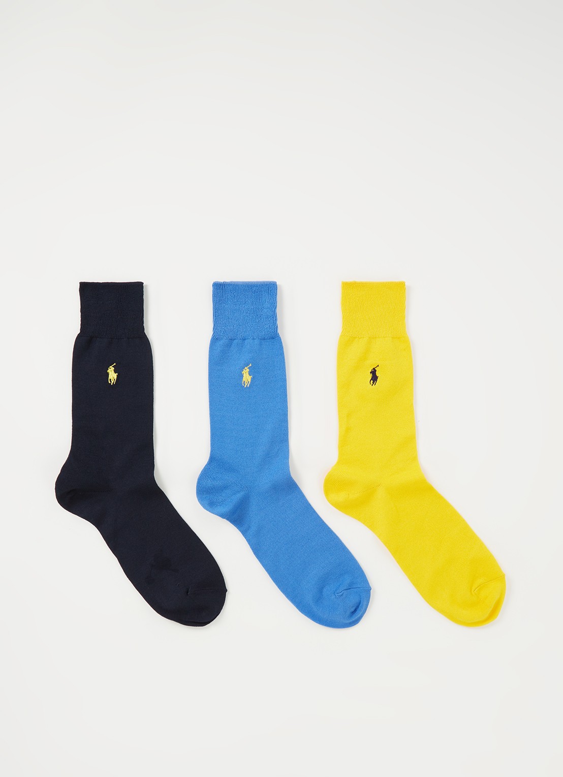Ralph Lauren Sokken met logoborduring in 3-pack - voorkant geel