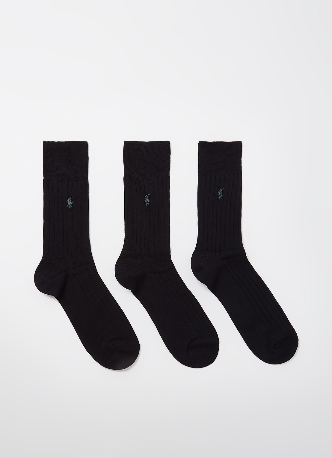 Ralph Lauren Sokken met logoborduring in 3-pack - voorkant zwart