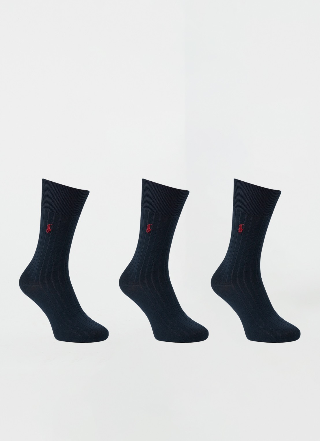 Ralph Lauren Sokken met logoborduring in 3-pack - voorkant blauw
