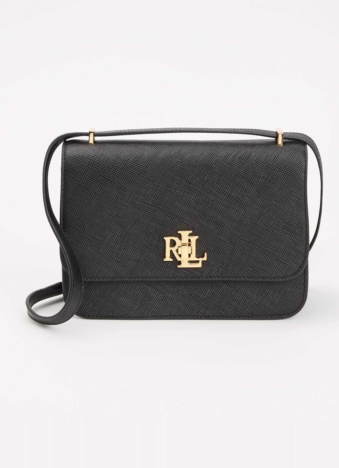 Ralph Lauren Sophee 22 crossbodytas van leer - voorkant 5 zwart