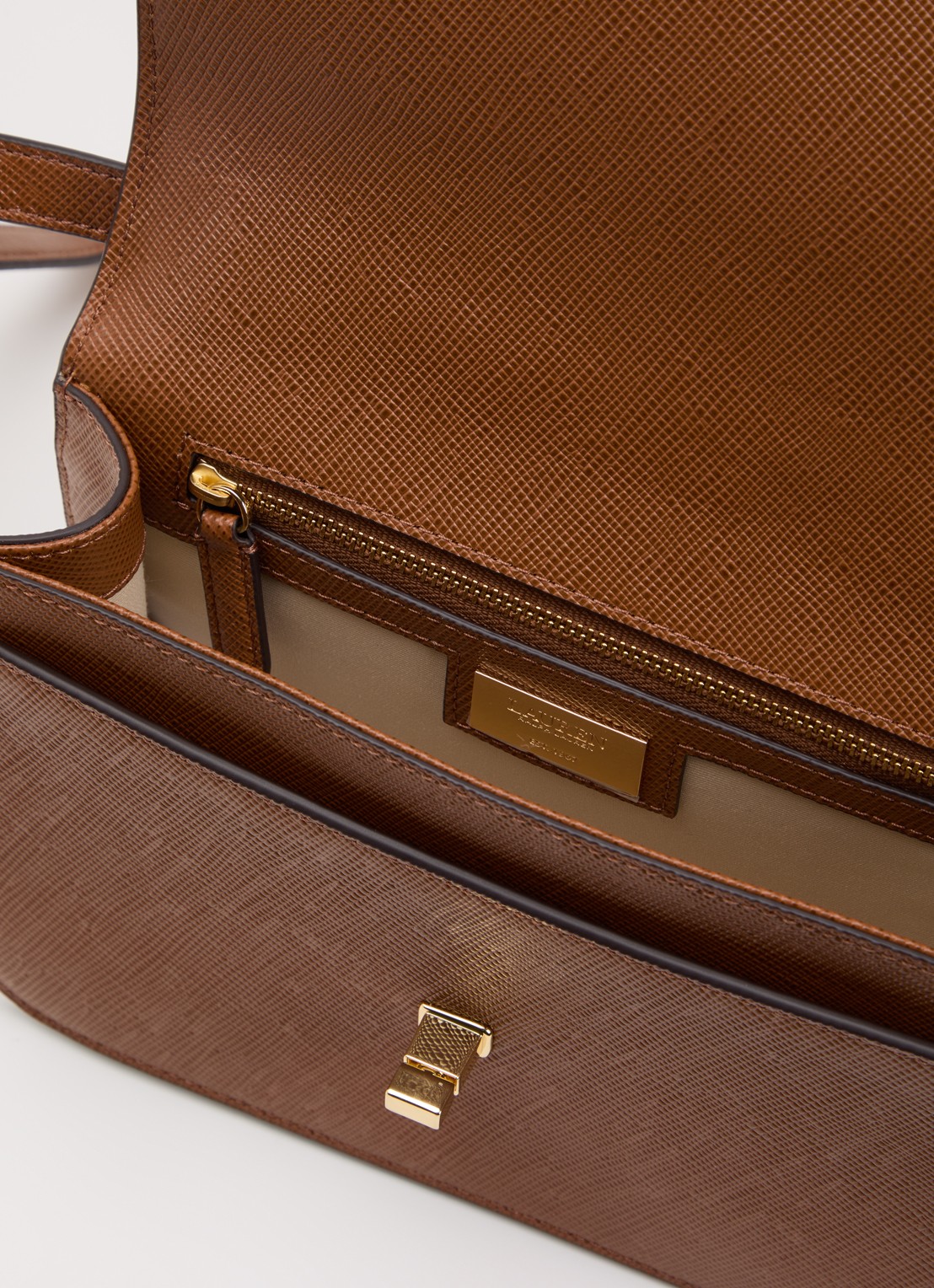 Ralph Lauren Sophee 22 crossbodytas van leer - detail cognac