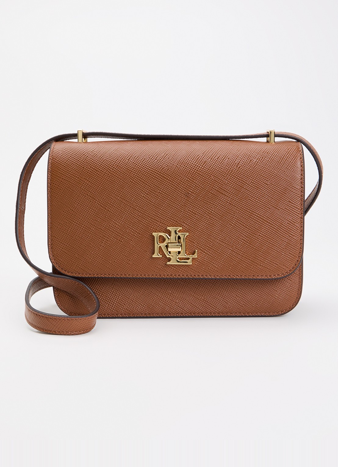 Ralph Lauren Sophee 22 crossbodytas van leer - voorkant 4 cognac