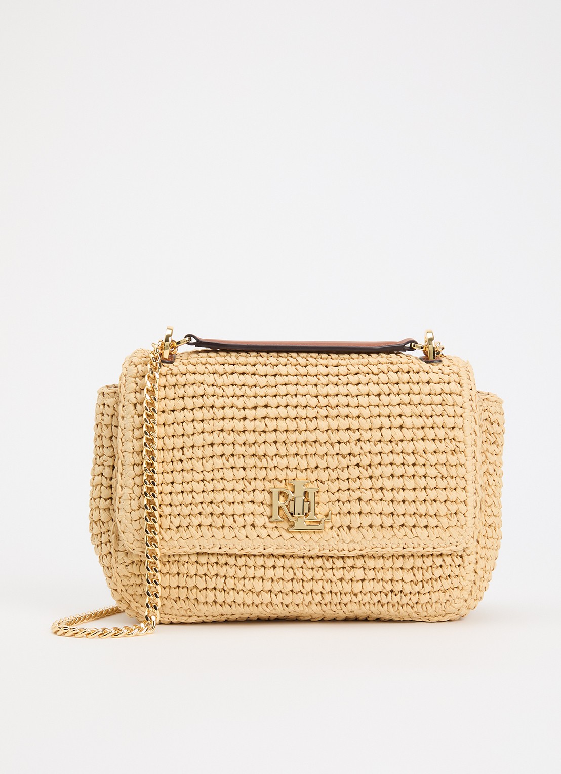 Ralph Lauren Sophee 22 schoudertas van papier - voorkant 2 beige
