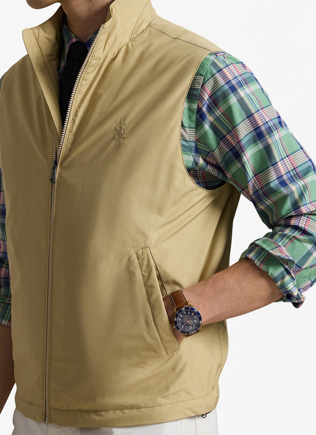 Ralph Lauren Southland gewatteerde bodywarmer met steekzakken - detail 2 dune tan-33g2