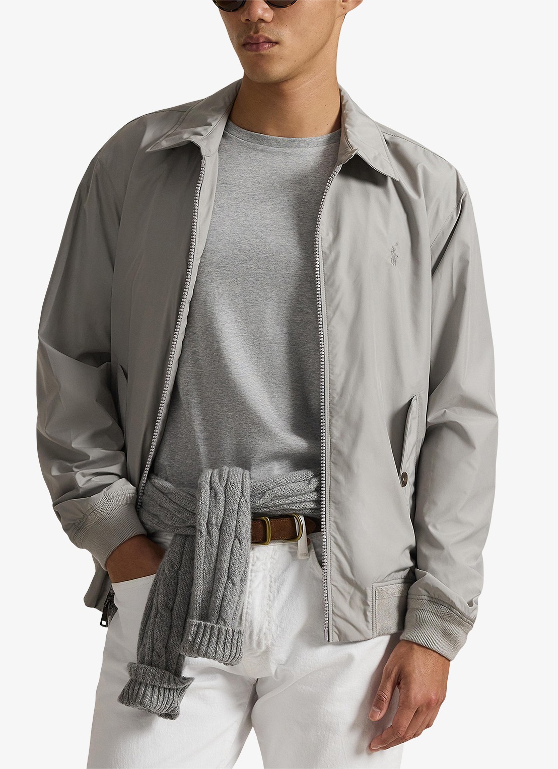 Ralph Lauren Southland jack met klepzakken en logoborduring - detail grey fog / grijs