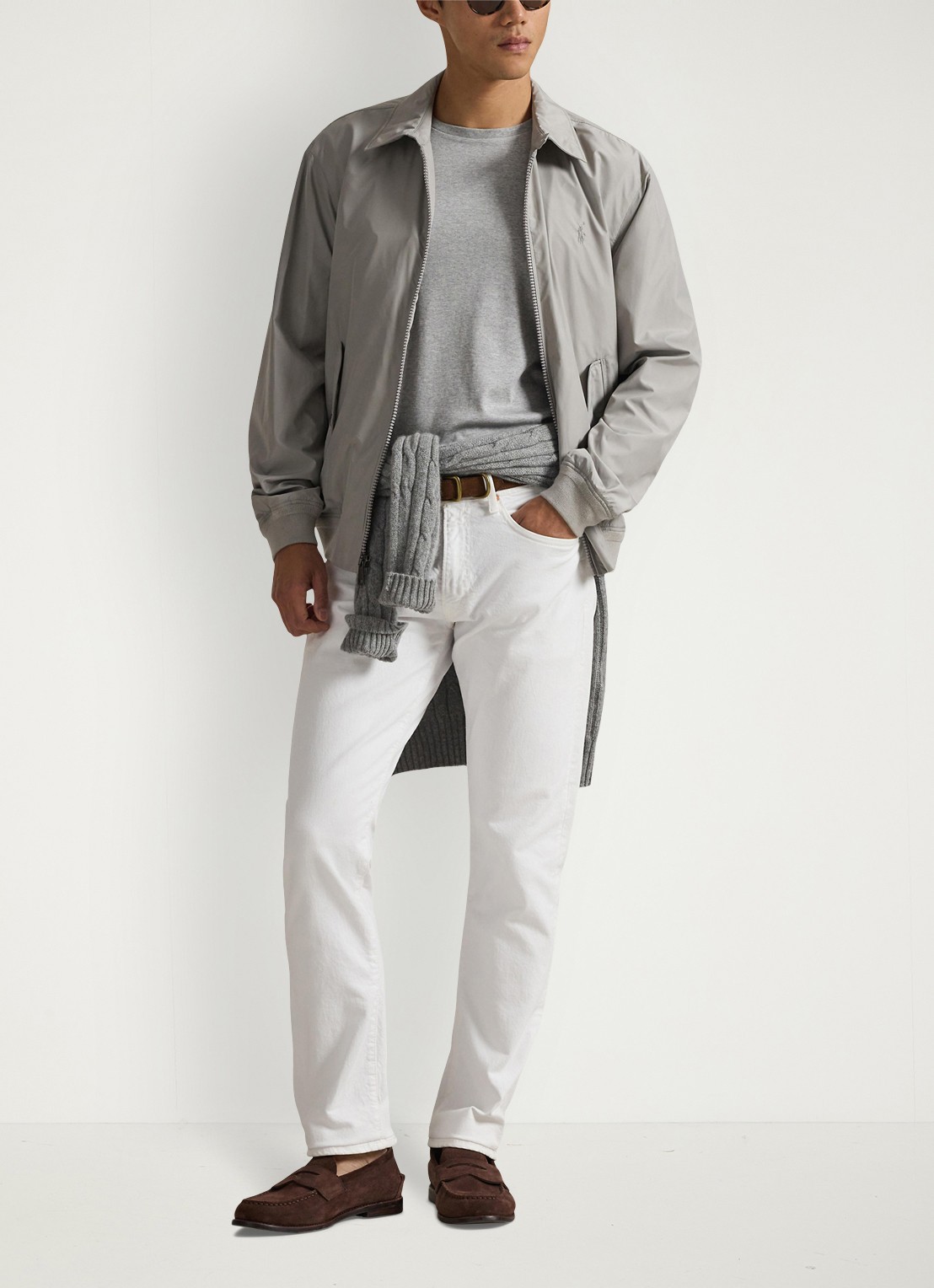 Ralph Lauren Southland jack met klepzakken en logoborduring - voorkant 4 grey fog / grijs