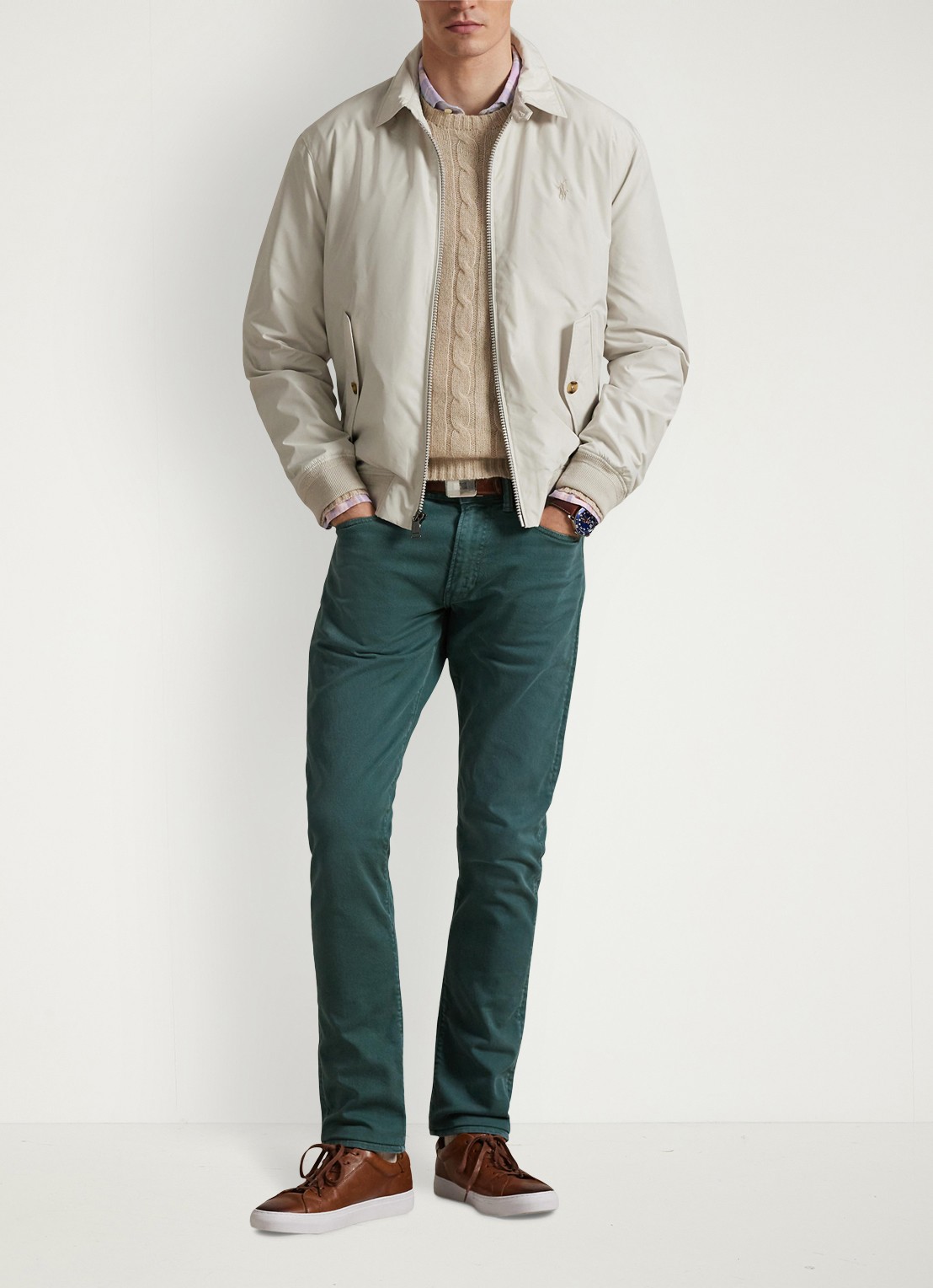 Ralph Lauren Southland jack met klepzakken en logoborduring - voorkant 3 dove grey / lichtgrijs