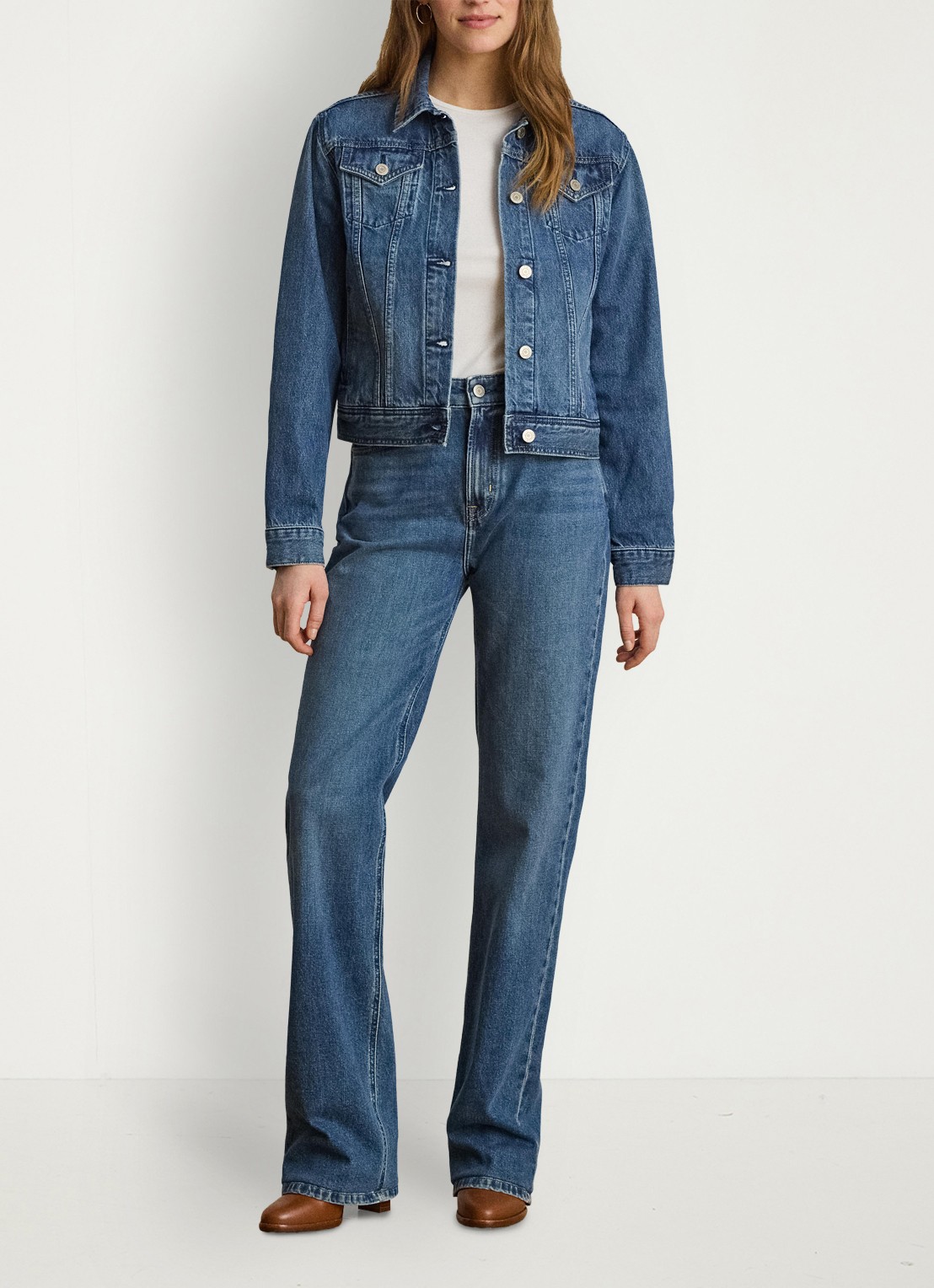 Ralph Lauren Spijkerjas met borstzakken - voorkant 2 atlantic blue wash / indigo