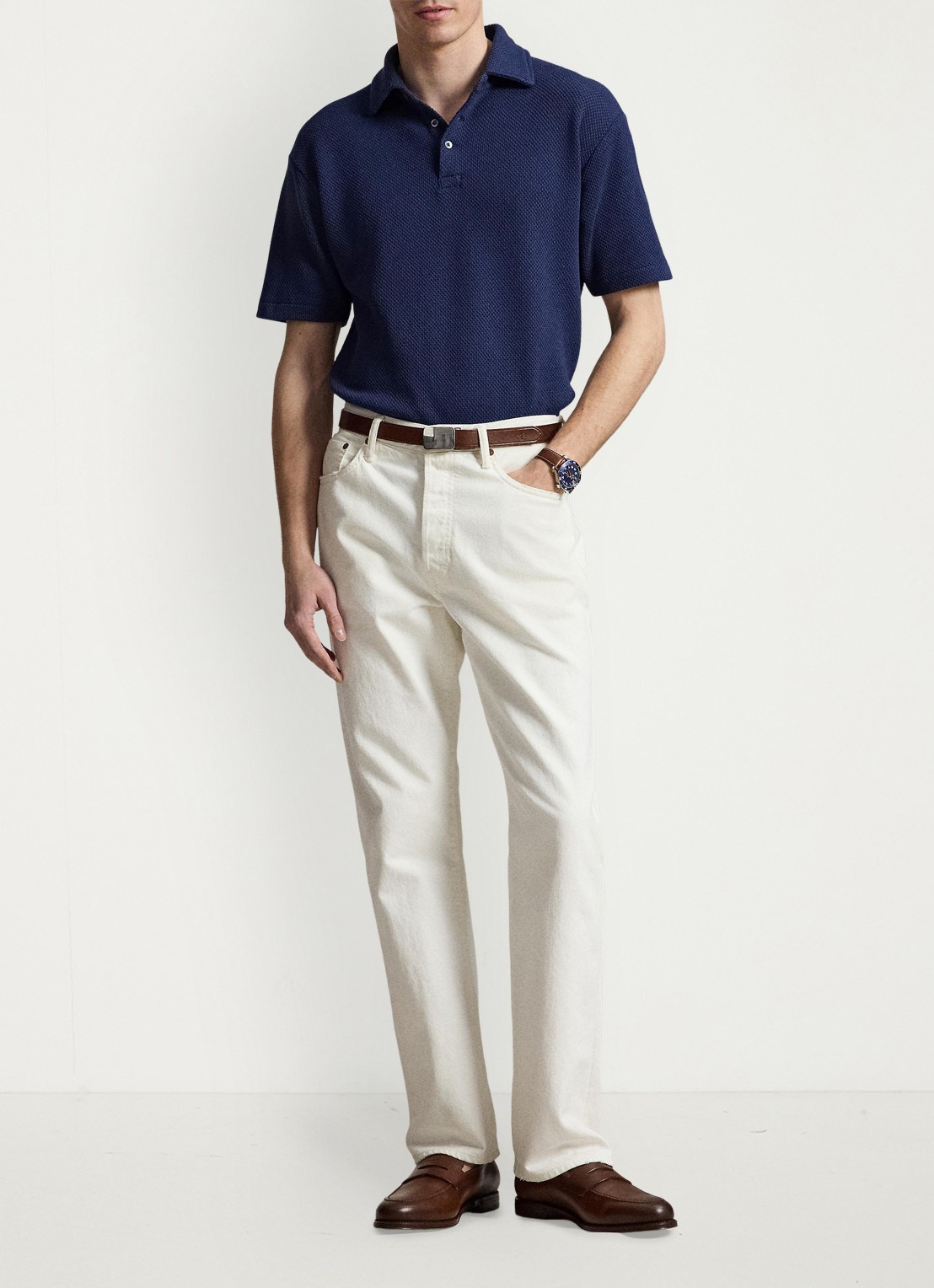 Ralph Lauren Standard fit polo van piqué katoen - voorkant 5 newport navy / donkerblauw