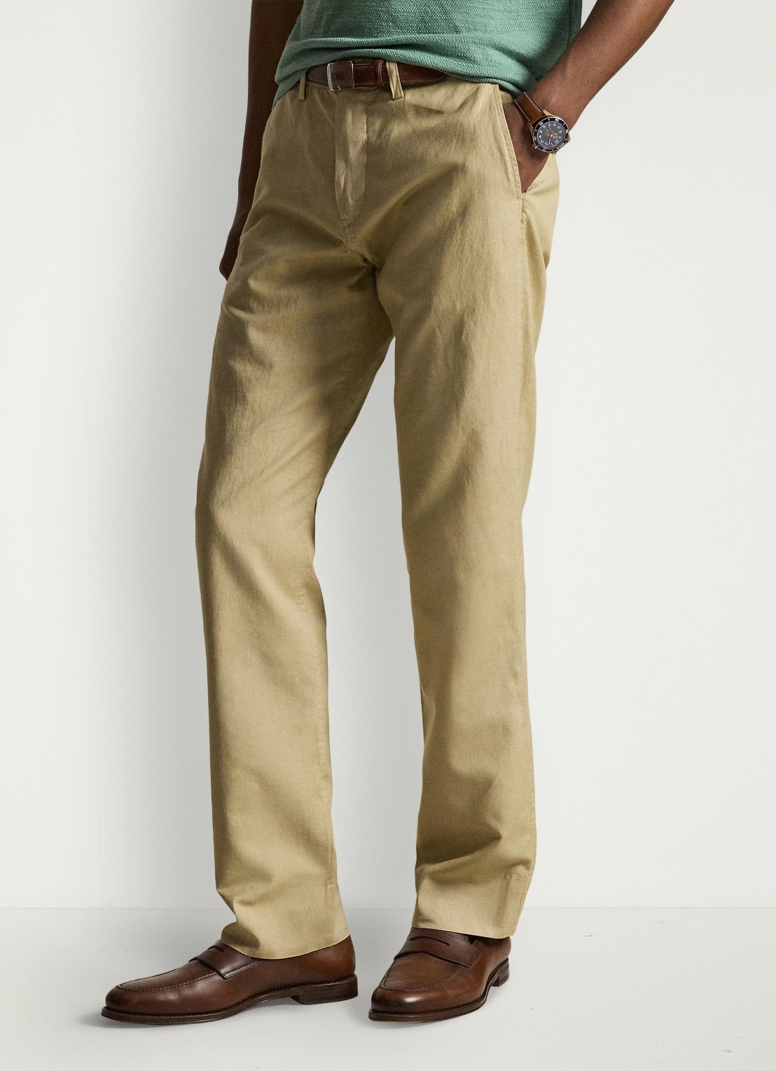 Ralph Lauren Straight fit chino in linnenblend - detail coastal beige / beige