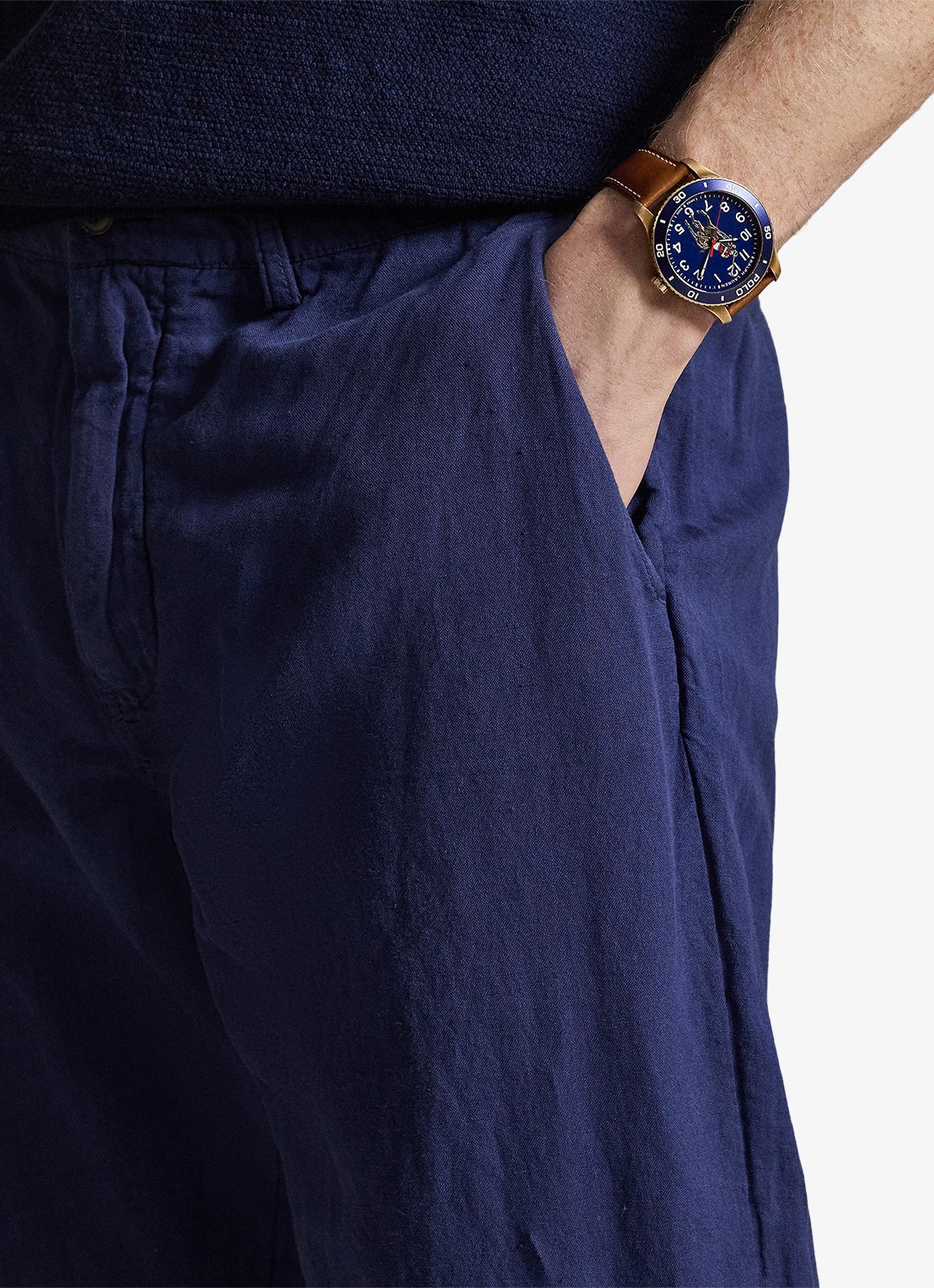 Ralph Lauren Straight fit chino in linnenblend - detail 5 new classic navy / donkerblauw
