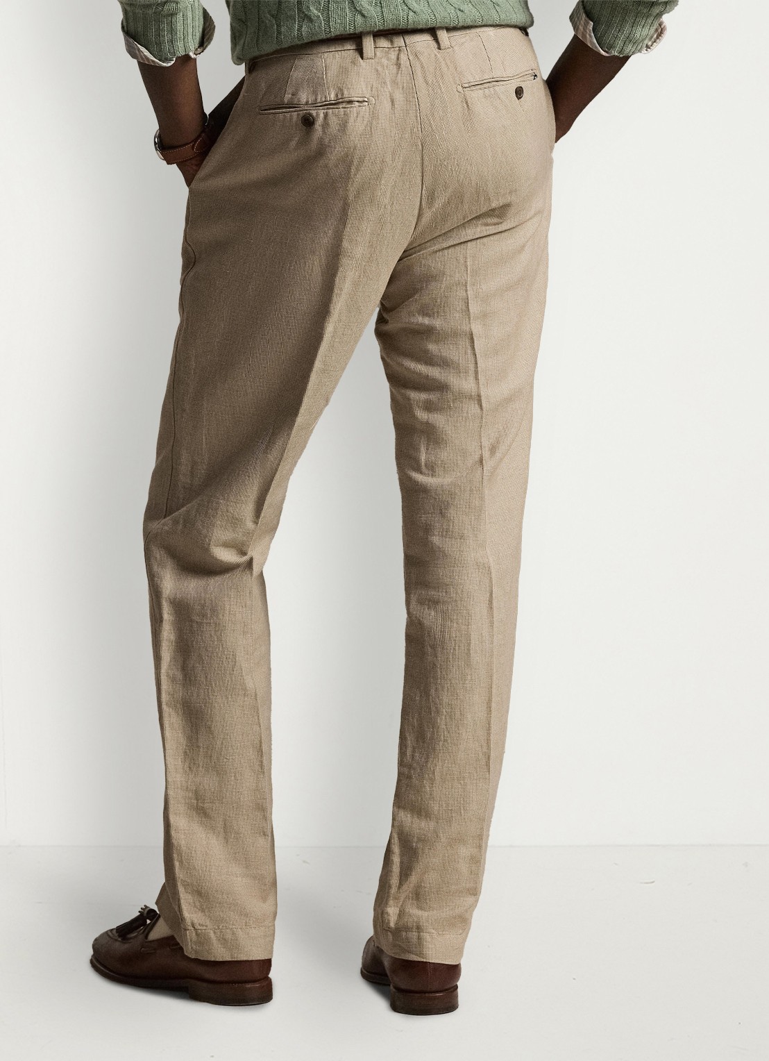 Ralph Lauren Straight fit chino in linnenblend - achterkant madison tan/multi