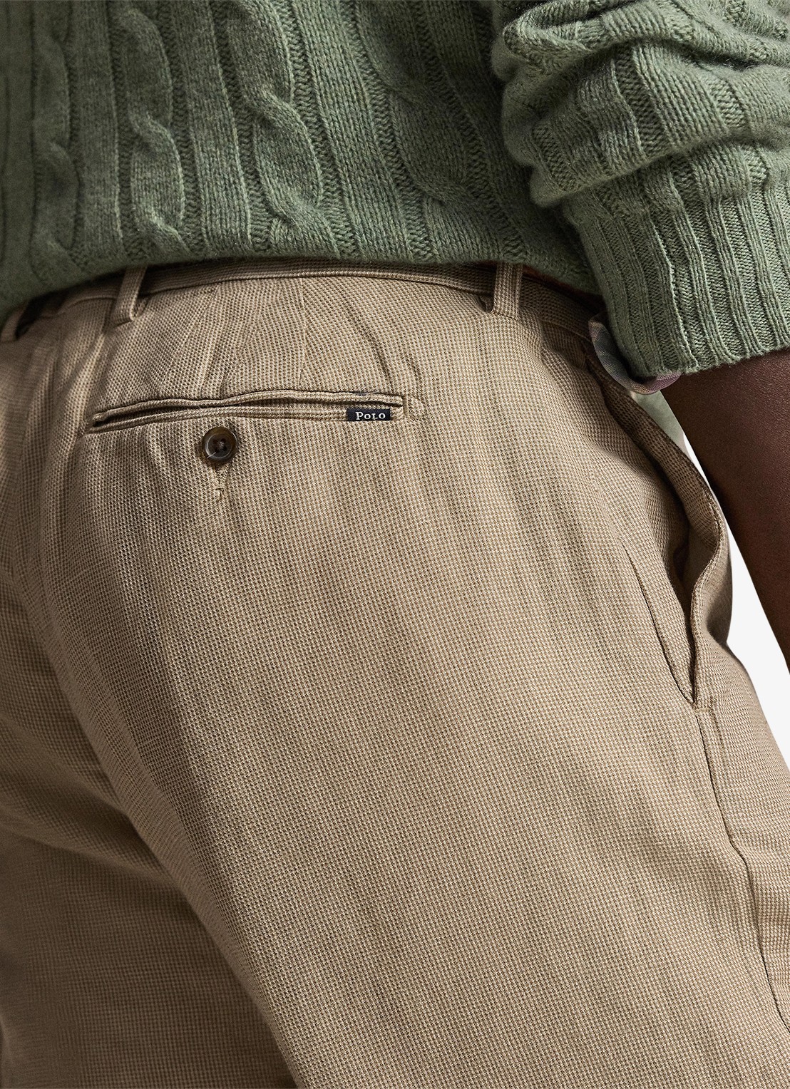 Ralph Lauren Straight fit chino in linnenblend - detail 4 madison tan/multi