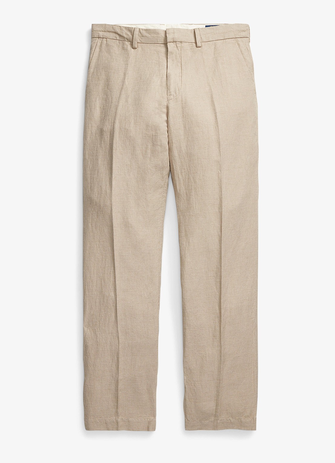 Ralph Lauren Straight fit chino in linnenblend - voorkant 2 madison tan/multi