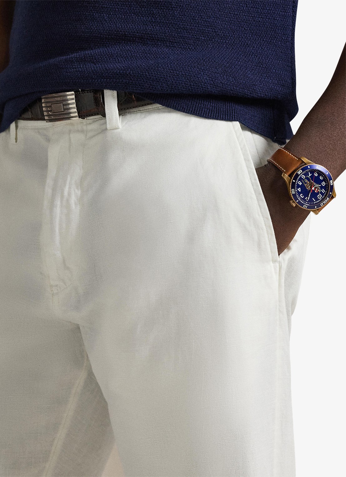 Ralph Lauren Straight fit chino in linnenblend - detail 2 white / wit