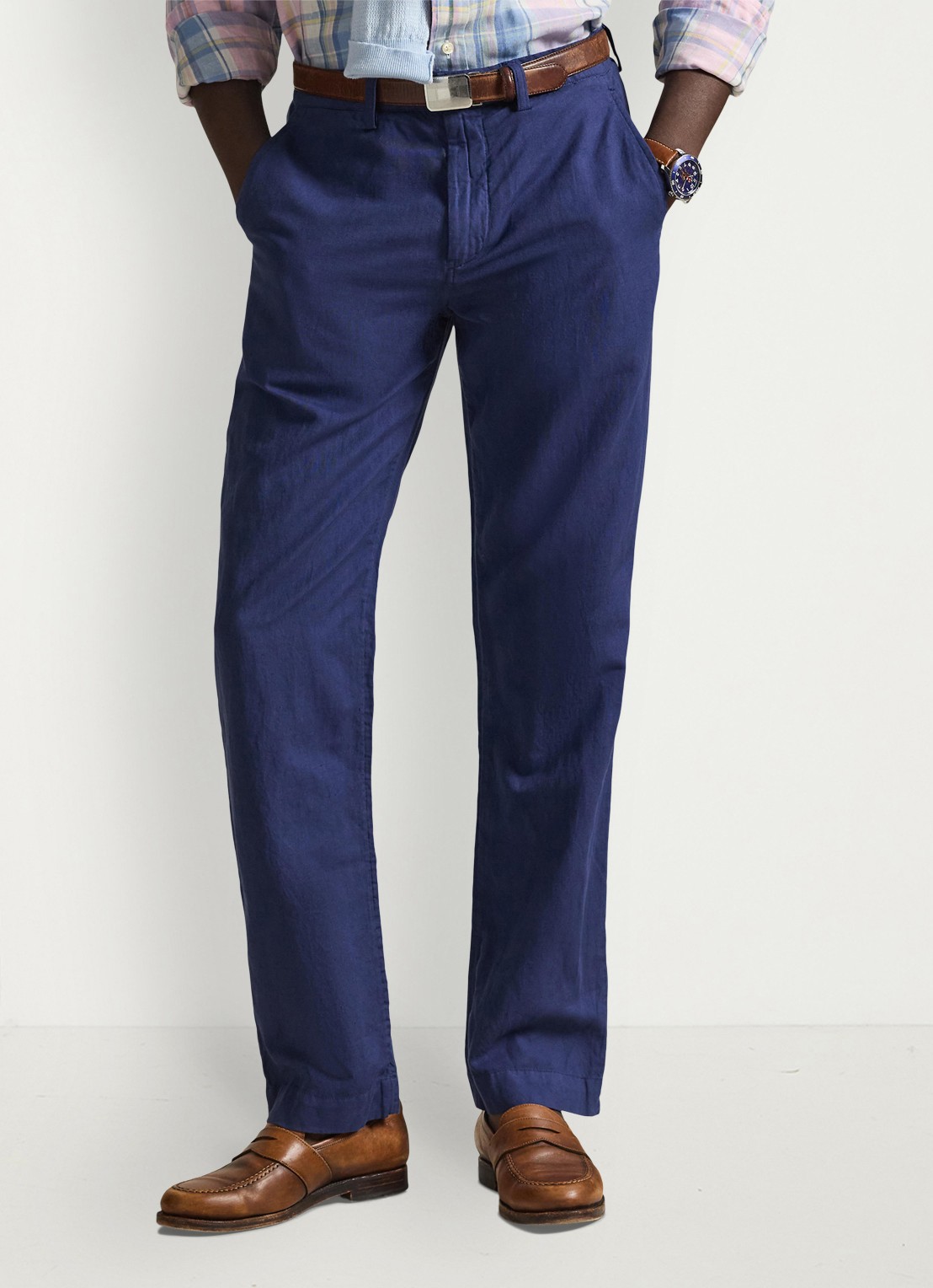 Ralph Lauren Straight fit chino in linnenblend - detail 4 dusty azure-31rh