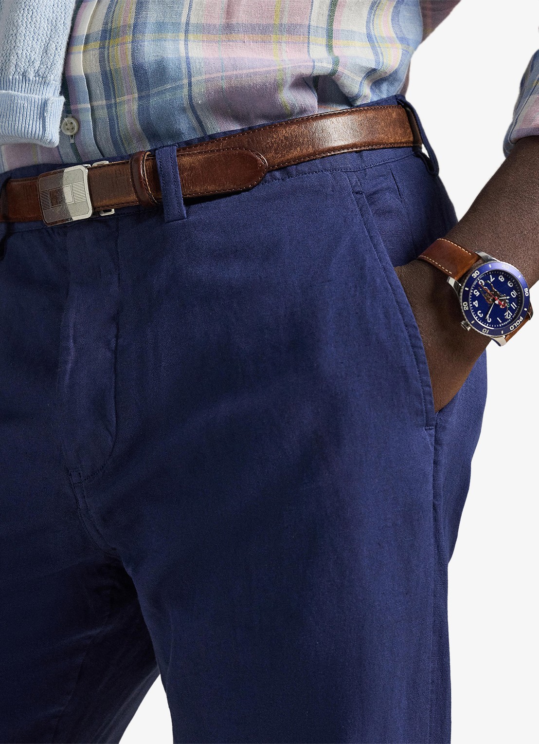 Ralph Lauren Straight fit chino in linnenblend - detail 5 dusty azure-31rh