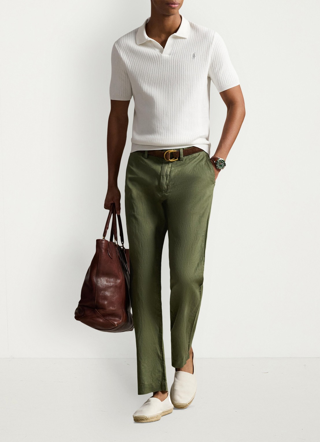 Ralph Lauren Straight fit chino in linnenblend - voorkant 3 garden trail-30z6
