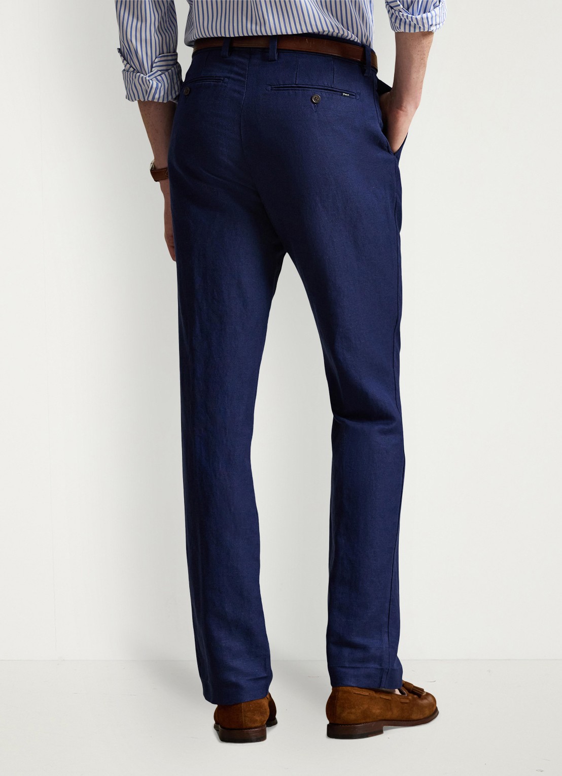 Ralph Lauren Straight fit chino in linnenblend - achterkant newport navy minihoundsto
