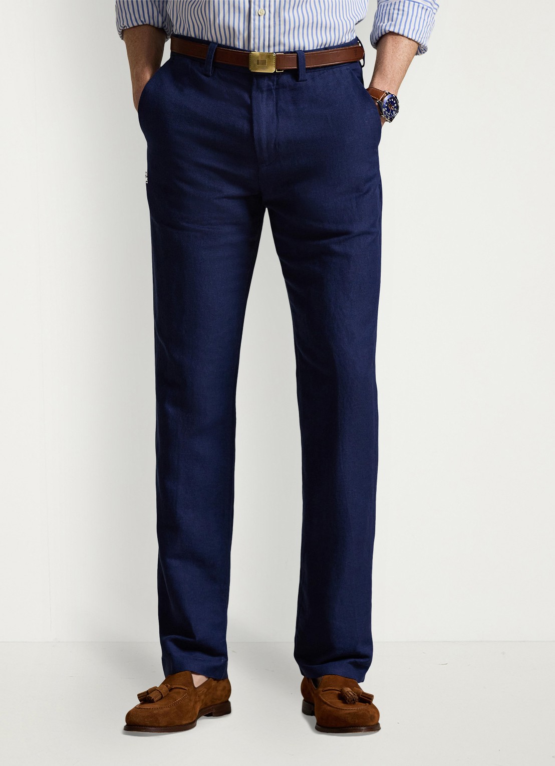 Ralph Lauren Straight fit chino in linnenblend - detail 4 newport navy minihoundsto