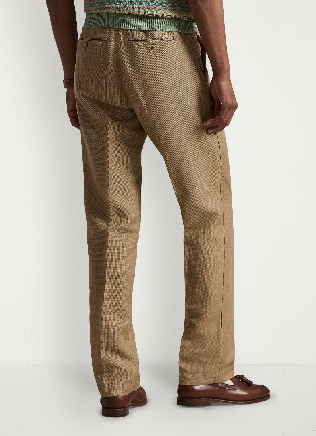 Ralph Lauren Straight fit chino in linnenblend - achterkant vintage khaki mini hounds