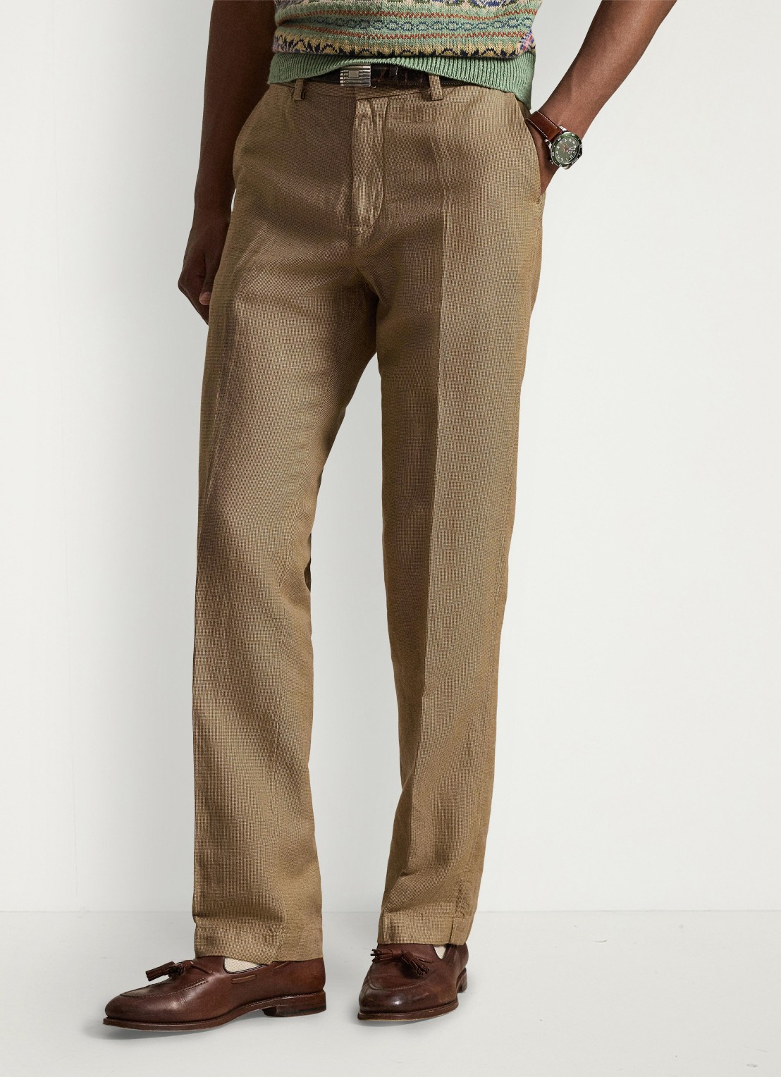 Ralph Lauren Straight fit chino in linnenblend - detail 3 vintage khaki mini hounds