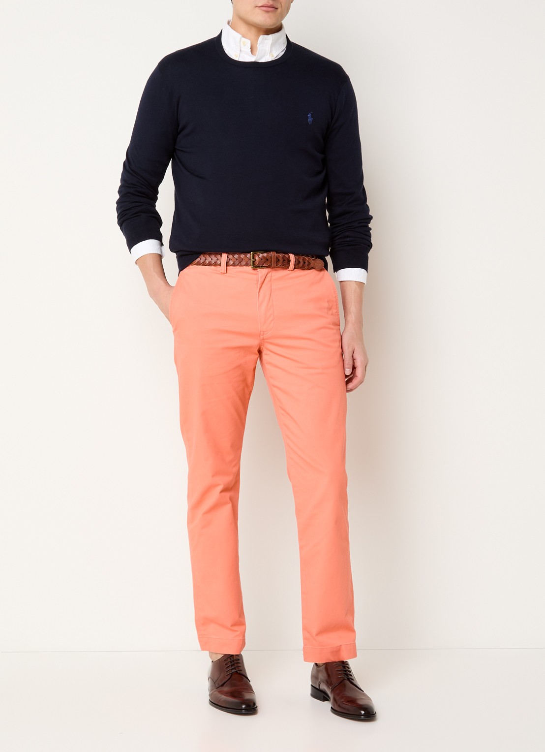 Ralph Lauren Straight fit chino met steekzakken - voorkant 2 deep mango / zalmroze