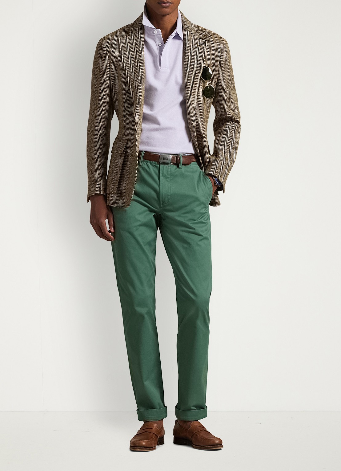 Ralph Lauren Straight fit chino met steekzakken - voorkant 5 washed forest / groen