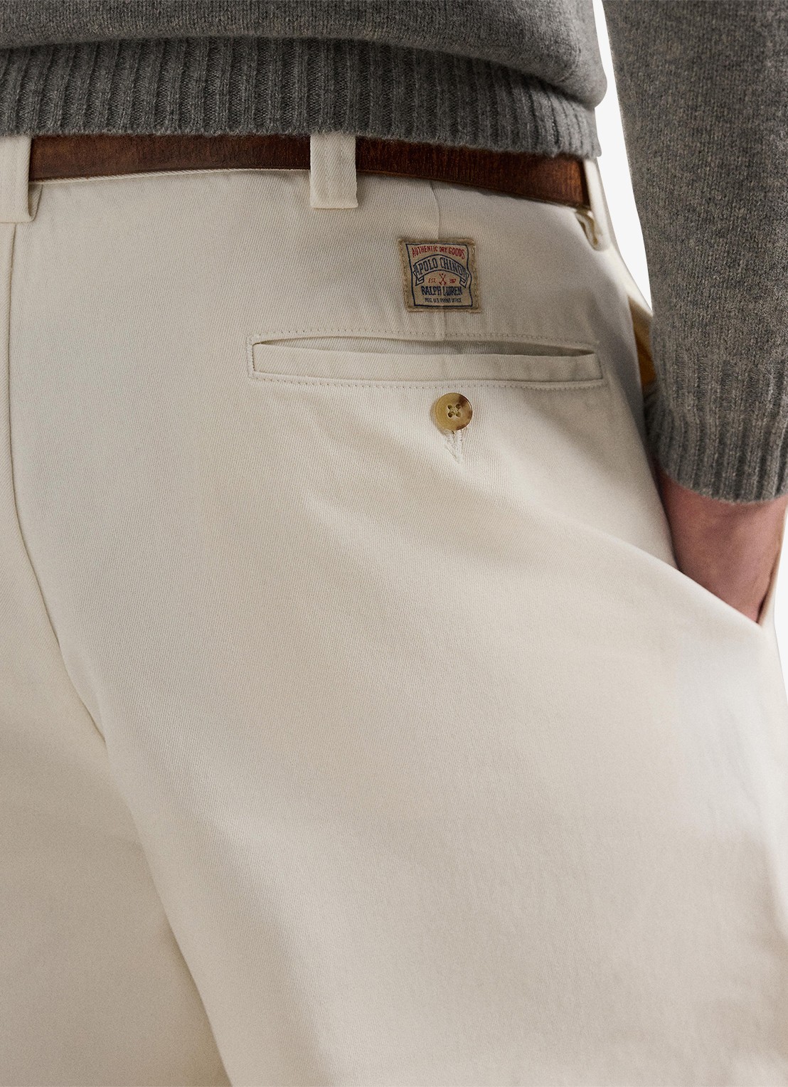 Ralph Lauren Straight fit chino met steekzakken - detail 3 deckwash white / wit