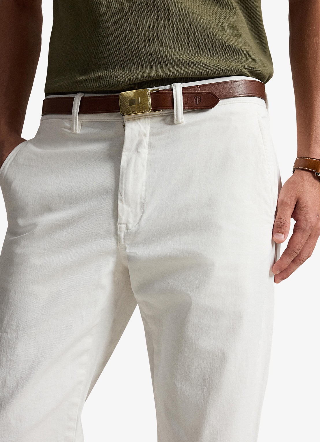 Ralph Lauren Straight fit chino met steekzakken - detail ceramic white / wit