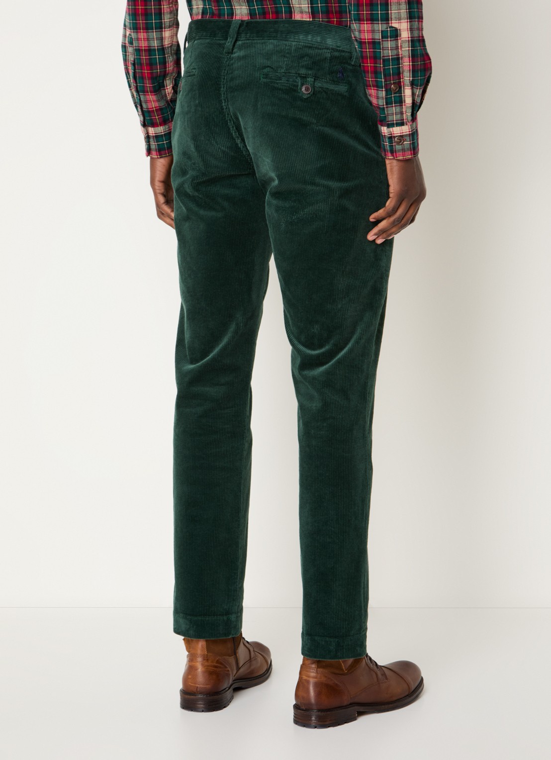 Ralph Lauren Straight fit chino van corduroy met stretch - achterkant 5 groen