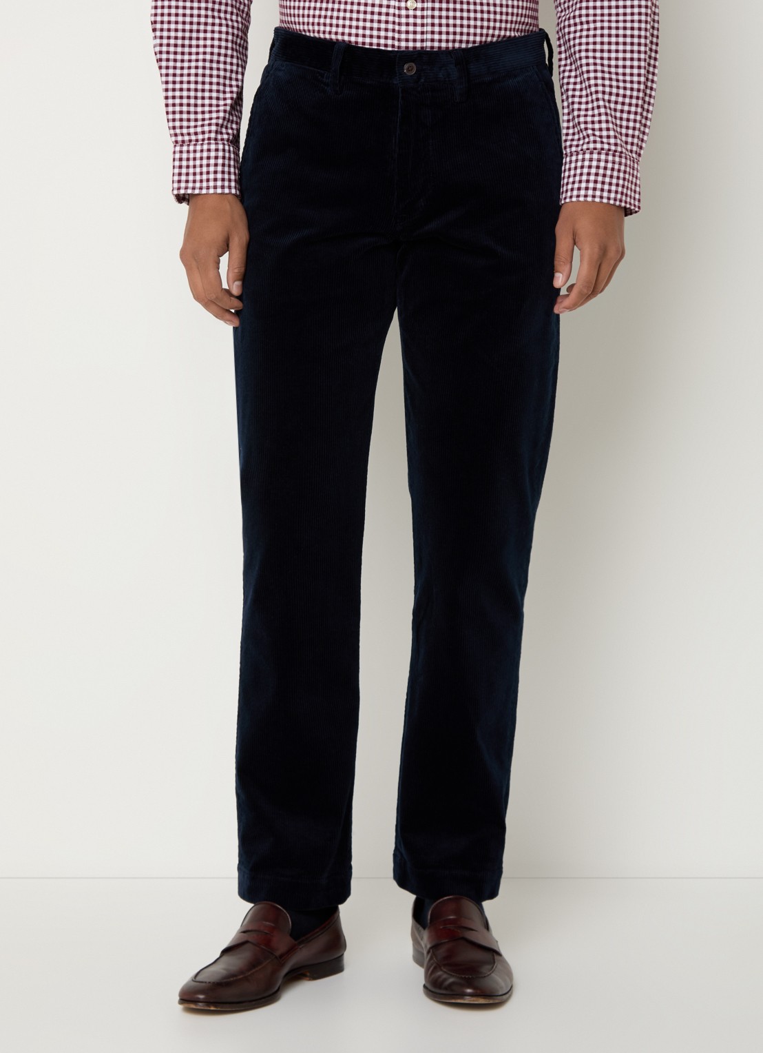 Ralph Lauren Straight fit chino van corduroy met stretch - detail 3 donkerblauw