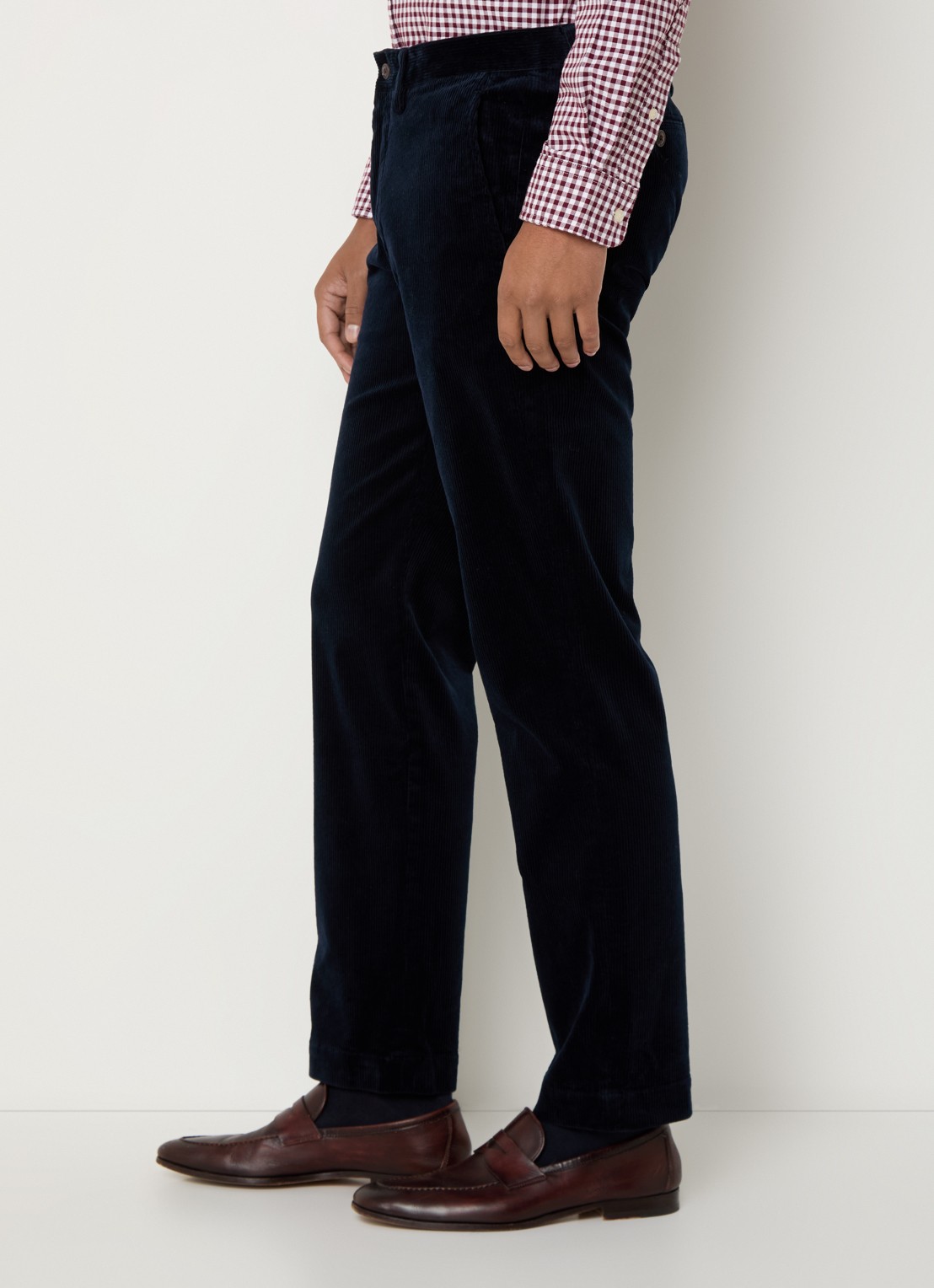 Ralph Lauren Straight fit chino van corduroy met stretch - detail 4 donkerblauw