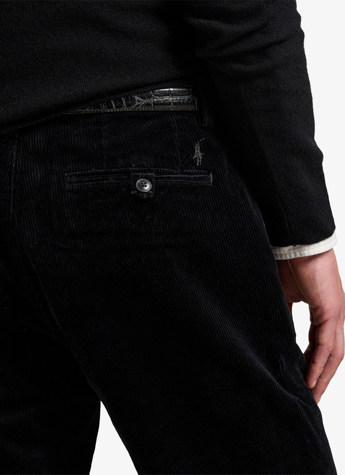 Ralph Lauren Straight fit chino van corduroy met stretch - detail 5 polo black / zwart