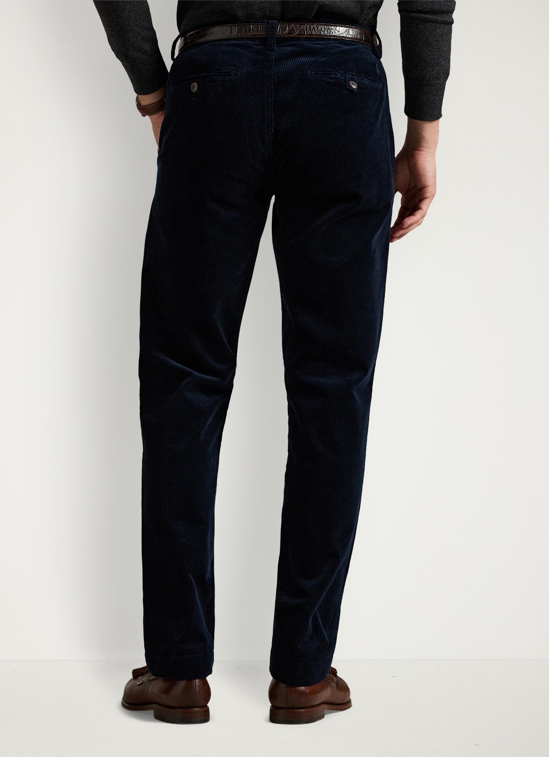 Ralph Lauren Straight fit chino van corduroy met stretch - achterkant 3 aviator navy / donkerblauw