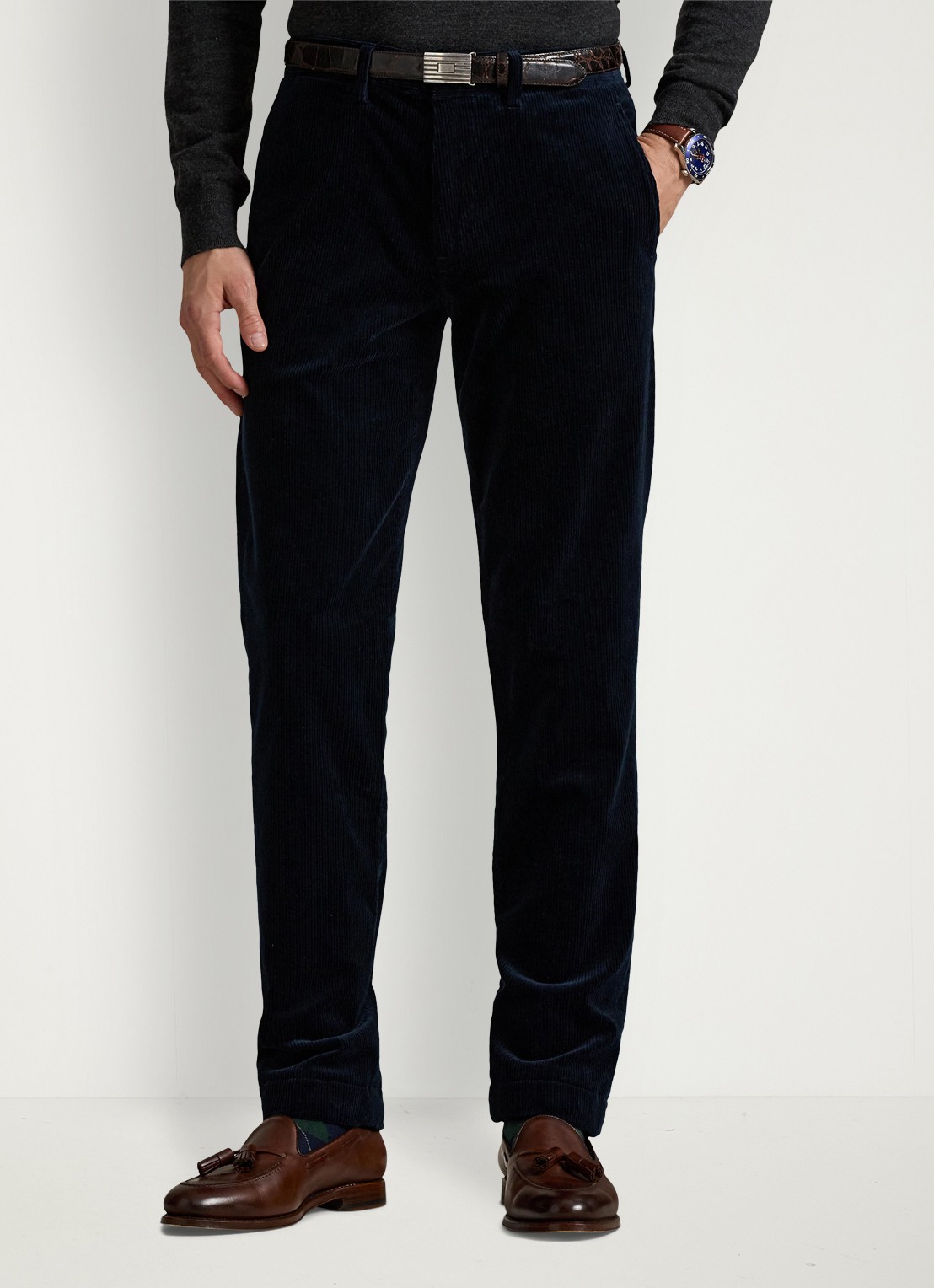 Ralph Lauren Straight fit chino van corduroy met stretch - detail 4 aviator navy / donkerblauw