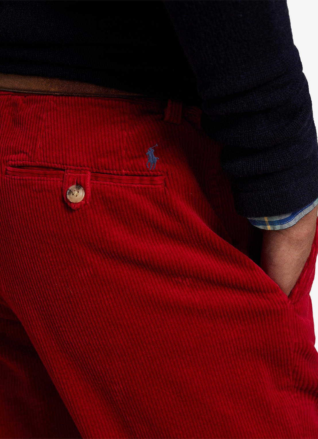 Ralph Lauren Straight fit chino van corduroy met stretch - detail 5 ralph red x-42x9 / rood