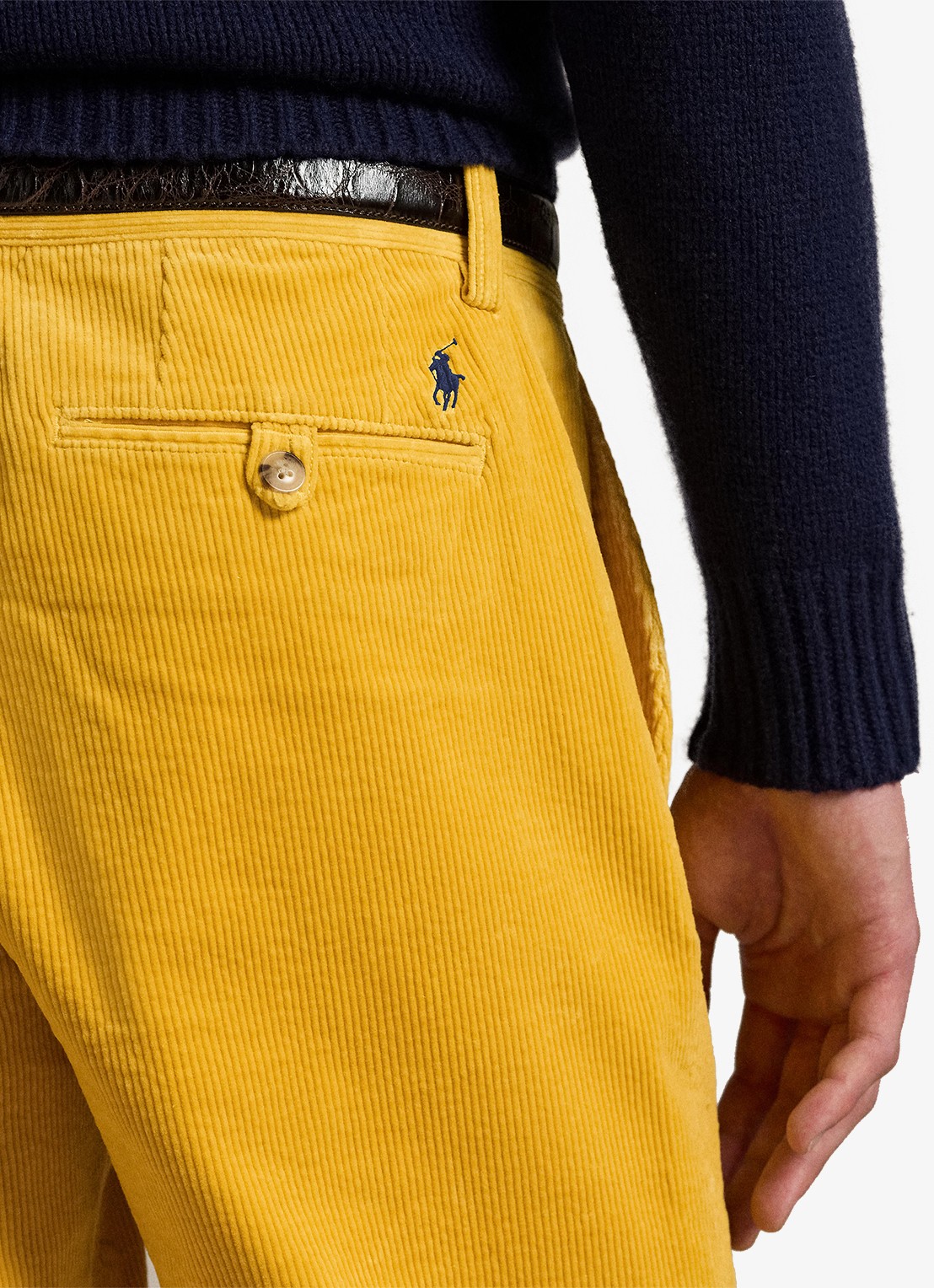 Ralph Lauren Straight fit chino van corduroy met stretch - detail 5 charles yellow / geel