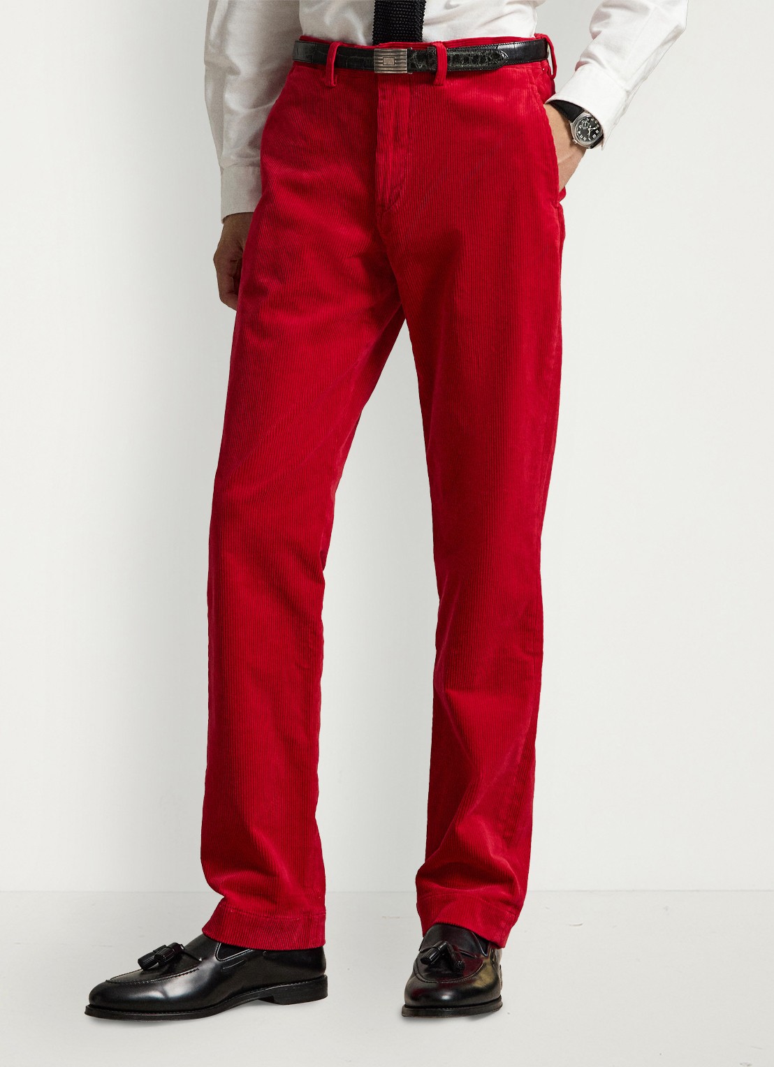 Ralph Lauren Straight fit chino van corduroy met stretch - detail 2 ralph red / rood