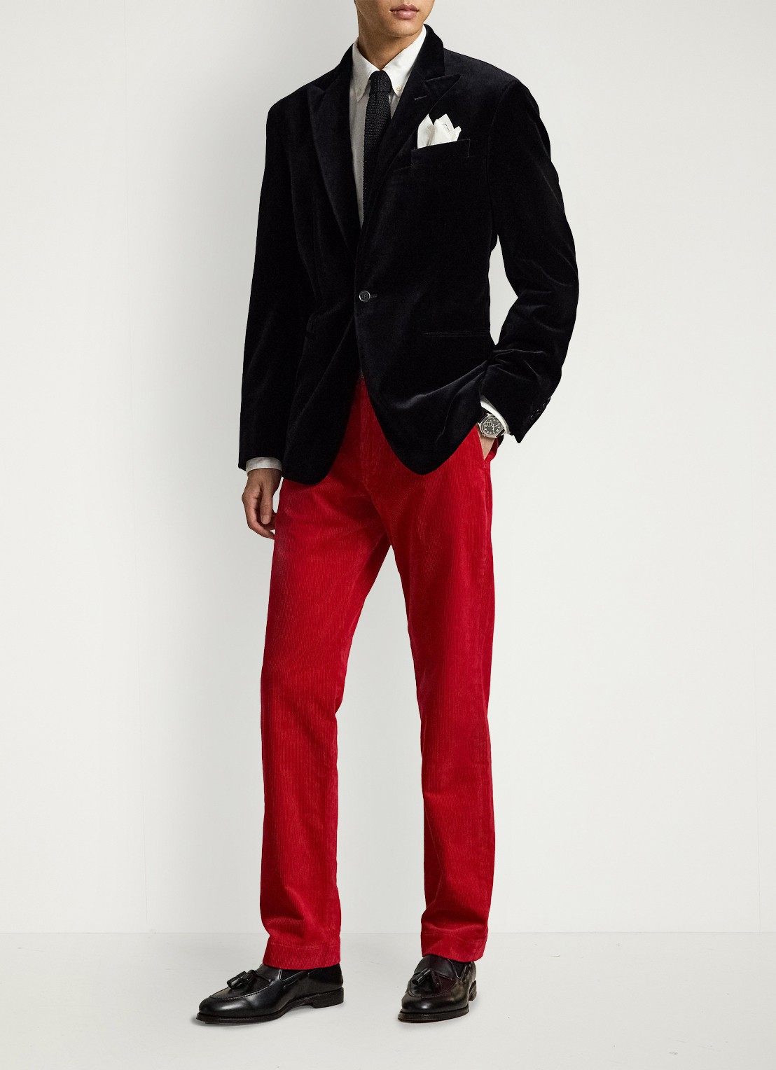 Ralph Lauren Straight fit chino van corduroy met stretch - voorkant 5 ralph red / rood