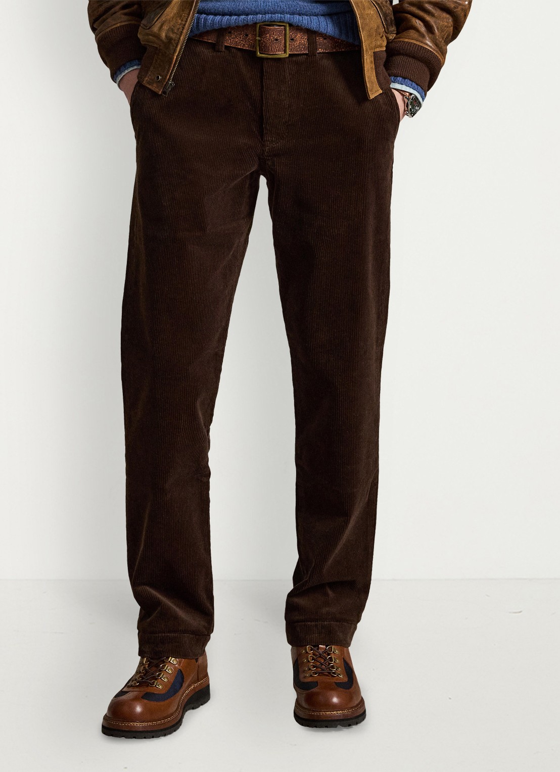 Ralph Lauren Straight fit chino van corduroy met stretch - detail dark beech / donkerbruin