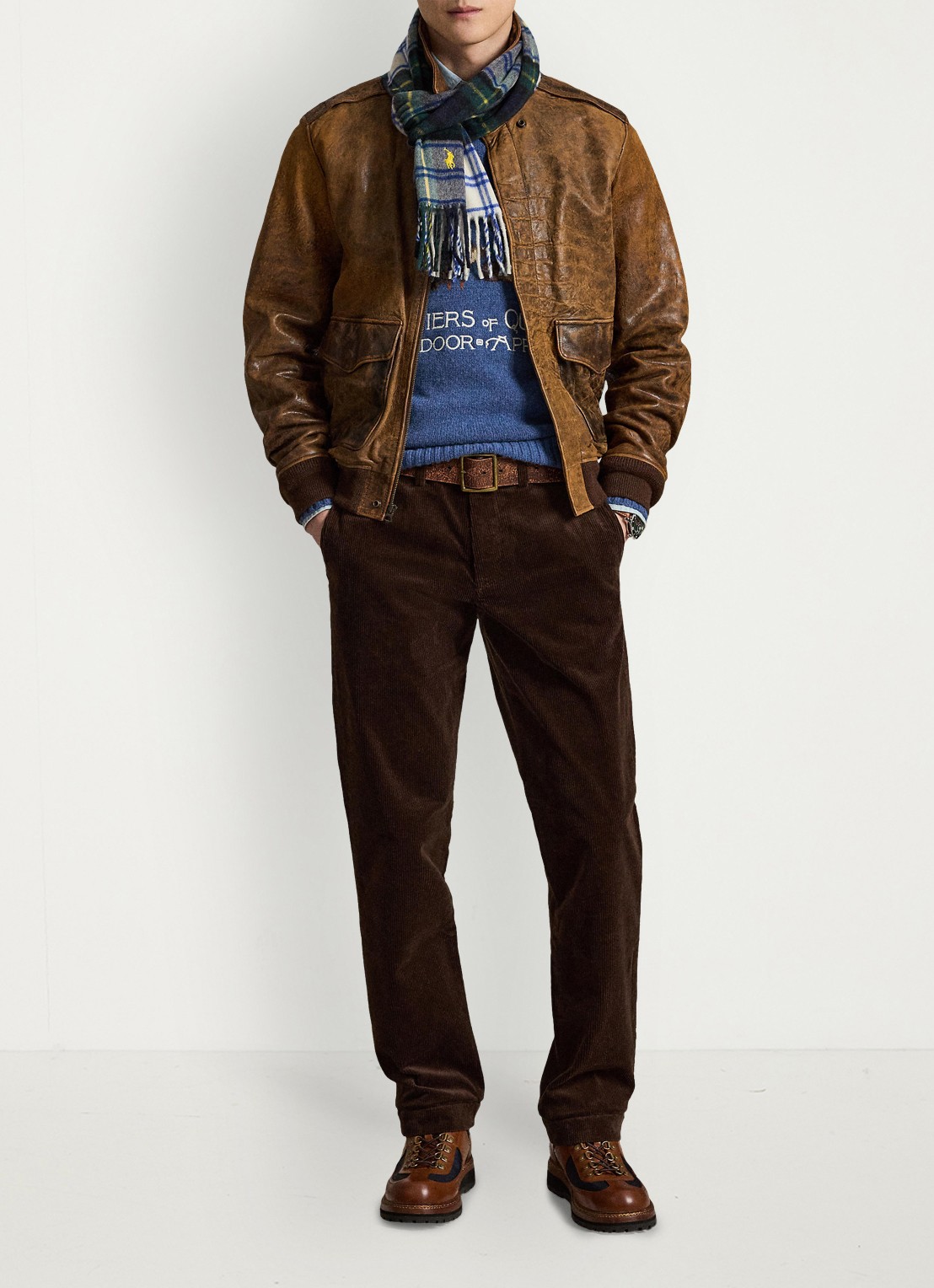 Ralph Lauren Straight fit chino van corduroy met stretch - voorkant 4 dark beech / donkerbruin